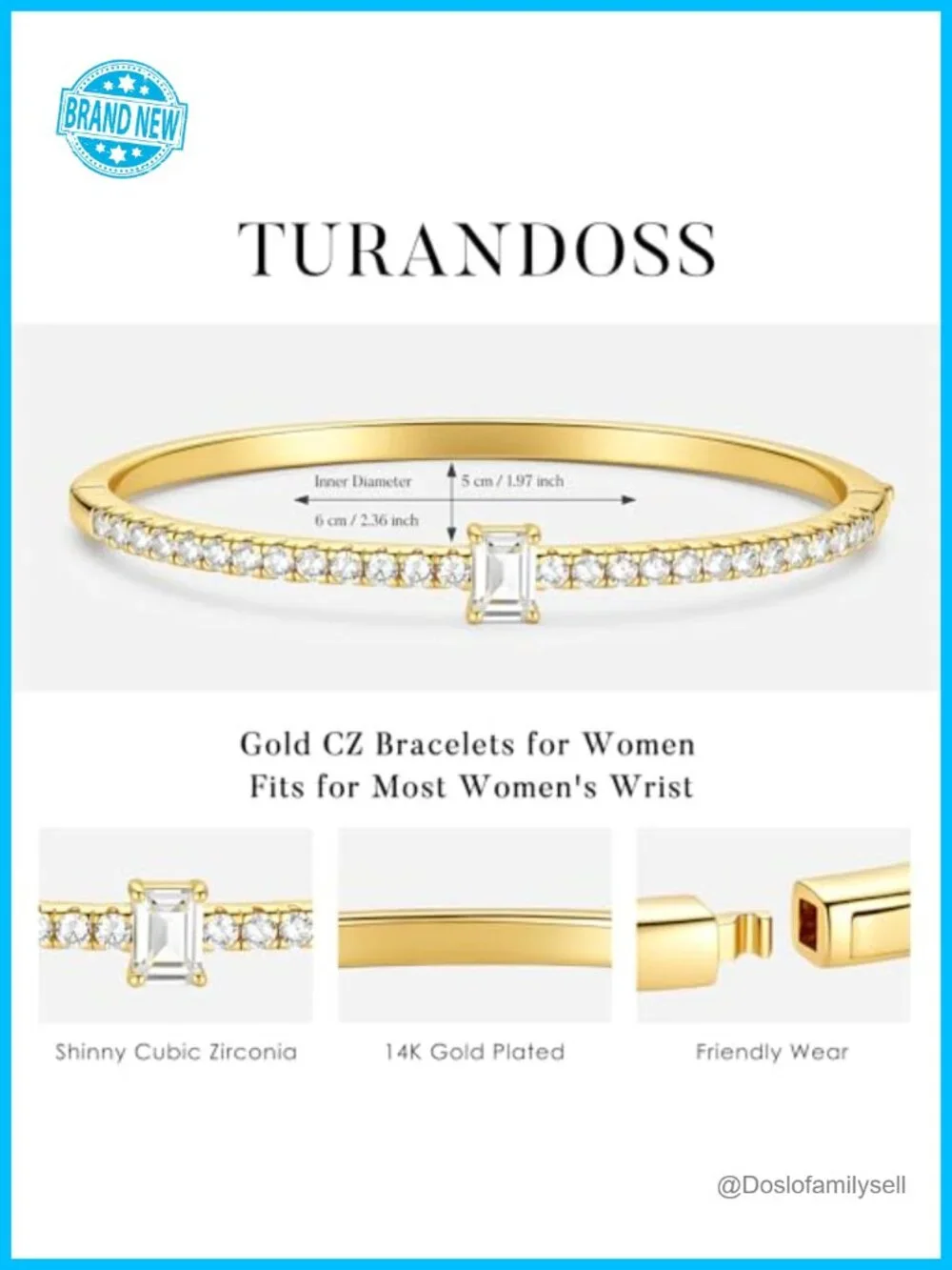 14K Gold Plated Cubic Zirconia Dainty Tennis Bangle Bracelet